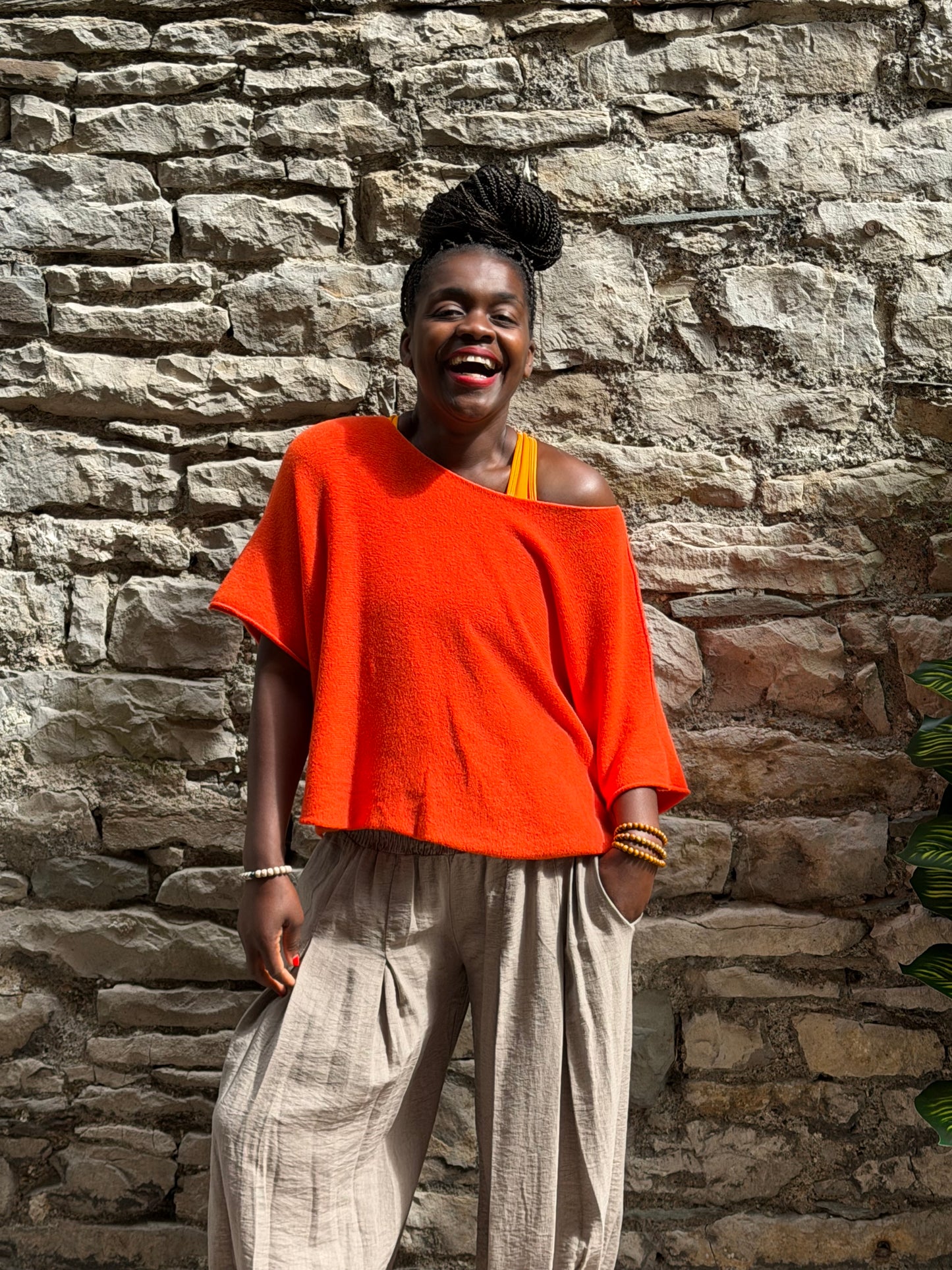 Stunning Ayana knitted Scoop Neckline Jumper In Orange Size 8-20