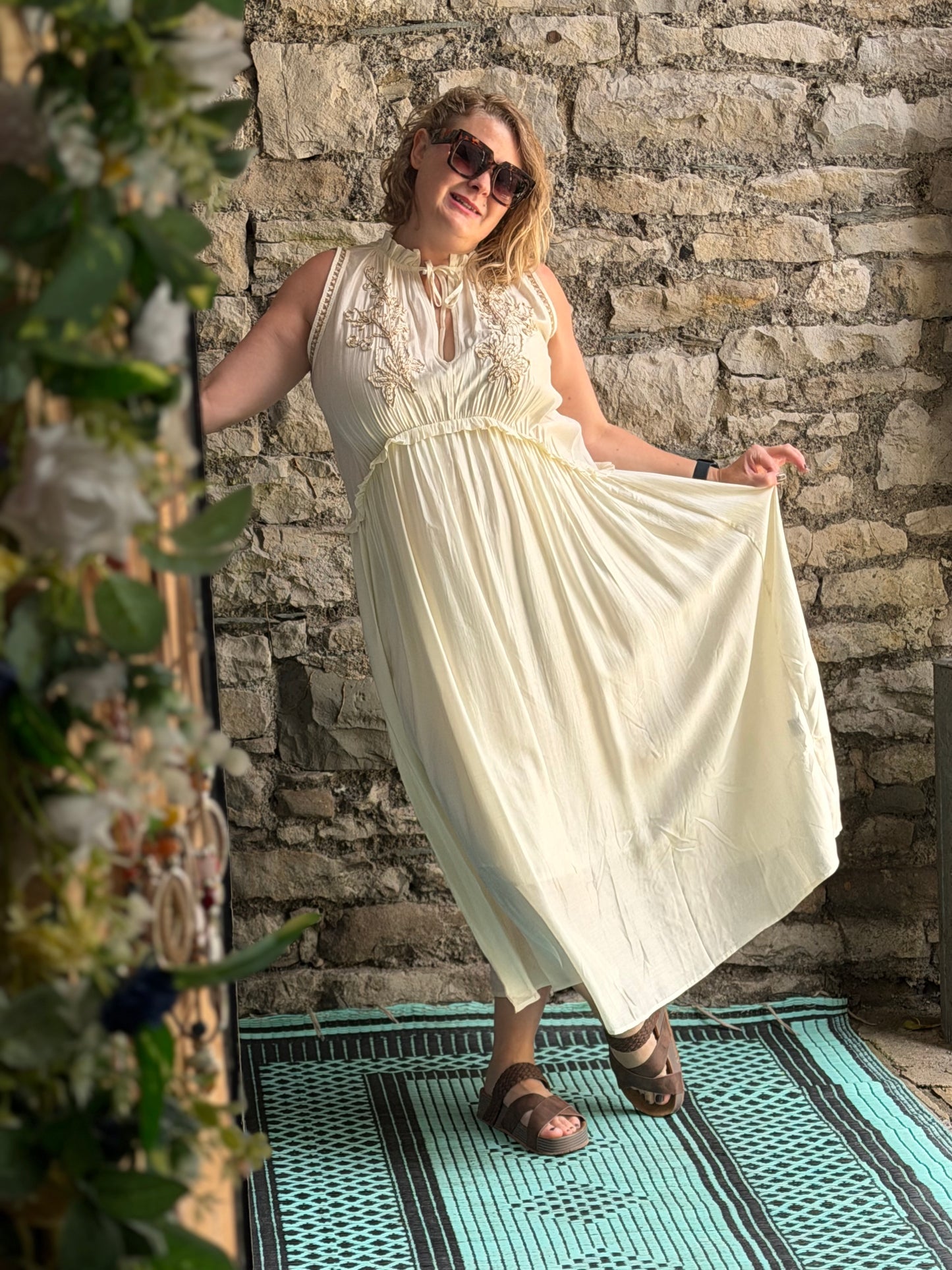 Stunning Grecian Style Dress with Embroidery Details One Size Will Fit Sizes 10-18