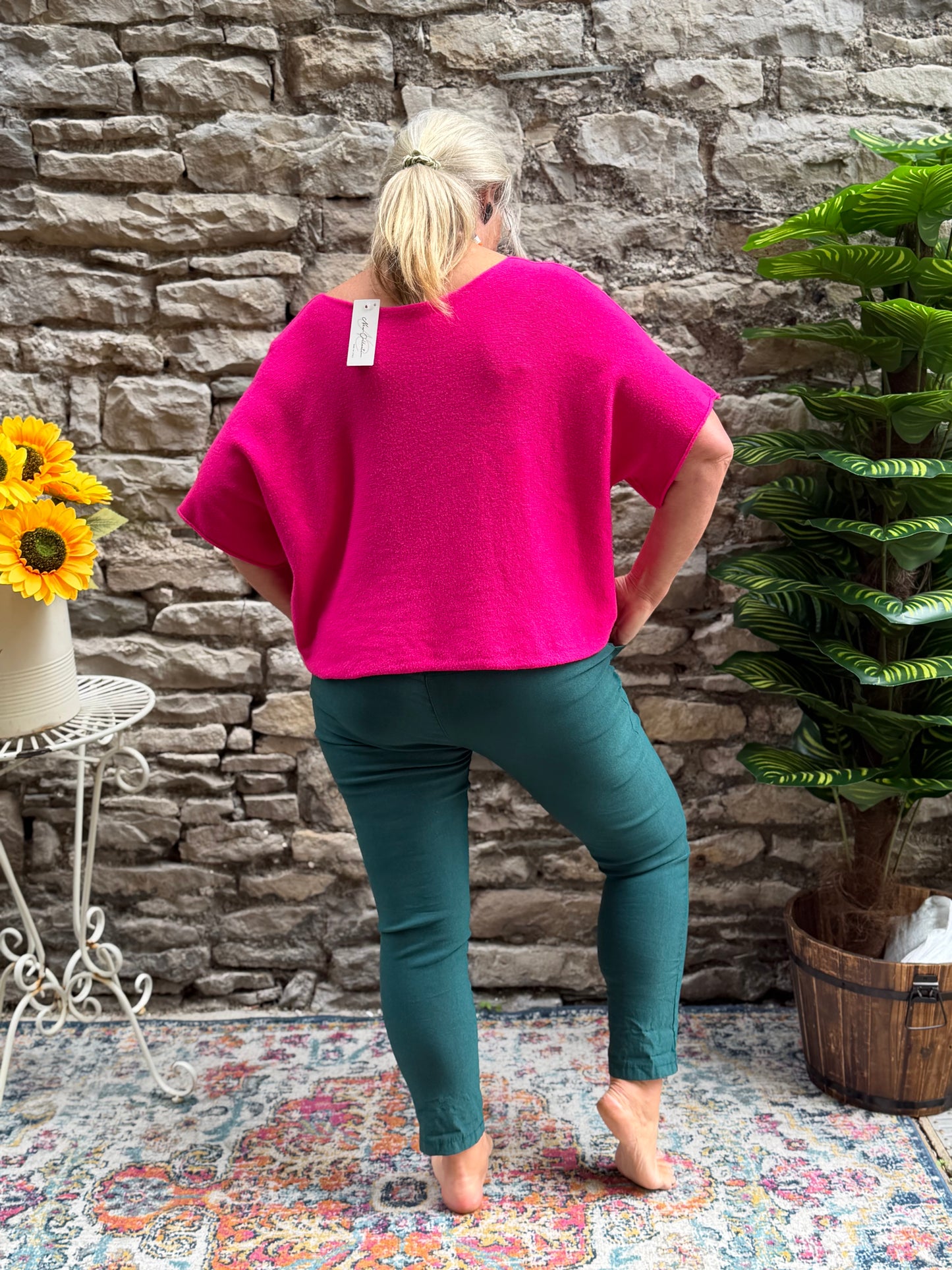 Pink Stunning Pink Ayana knitted Scoop Neckline Jumper In purple Size 8-22