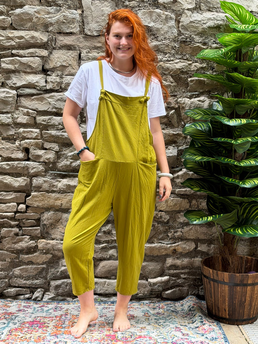 Soft Abou Dungarees In Olive Green Fits Size 8-14