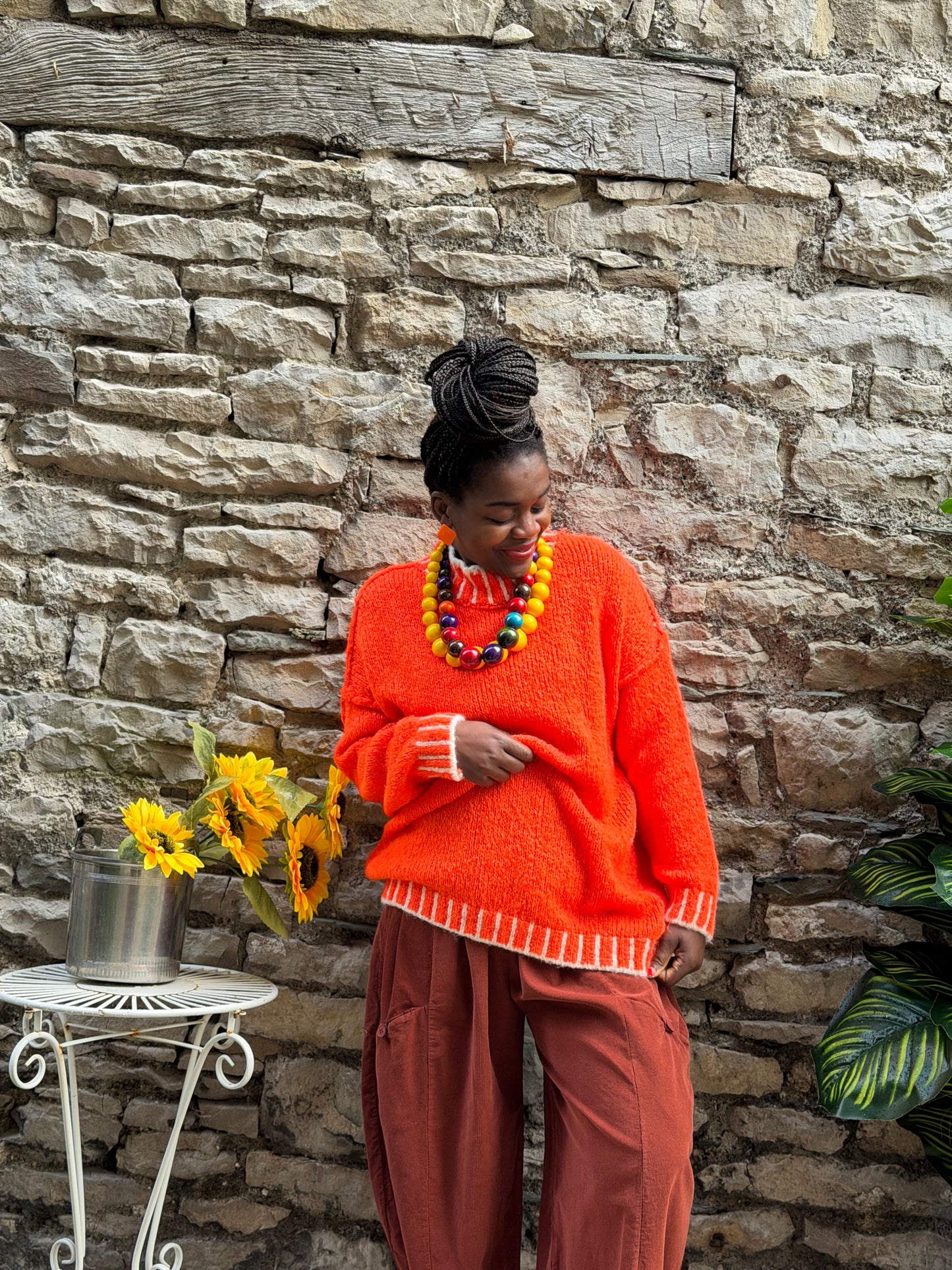 Soft Knit Orange and White Aja Jumper Fits Size 10-20
