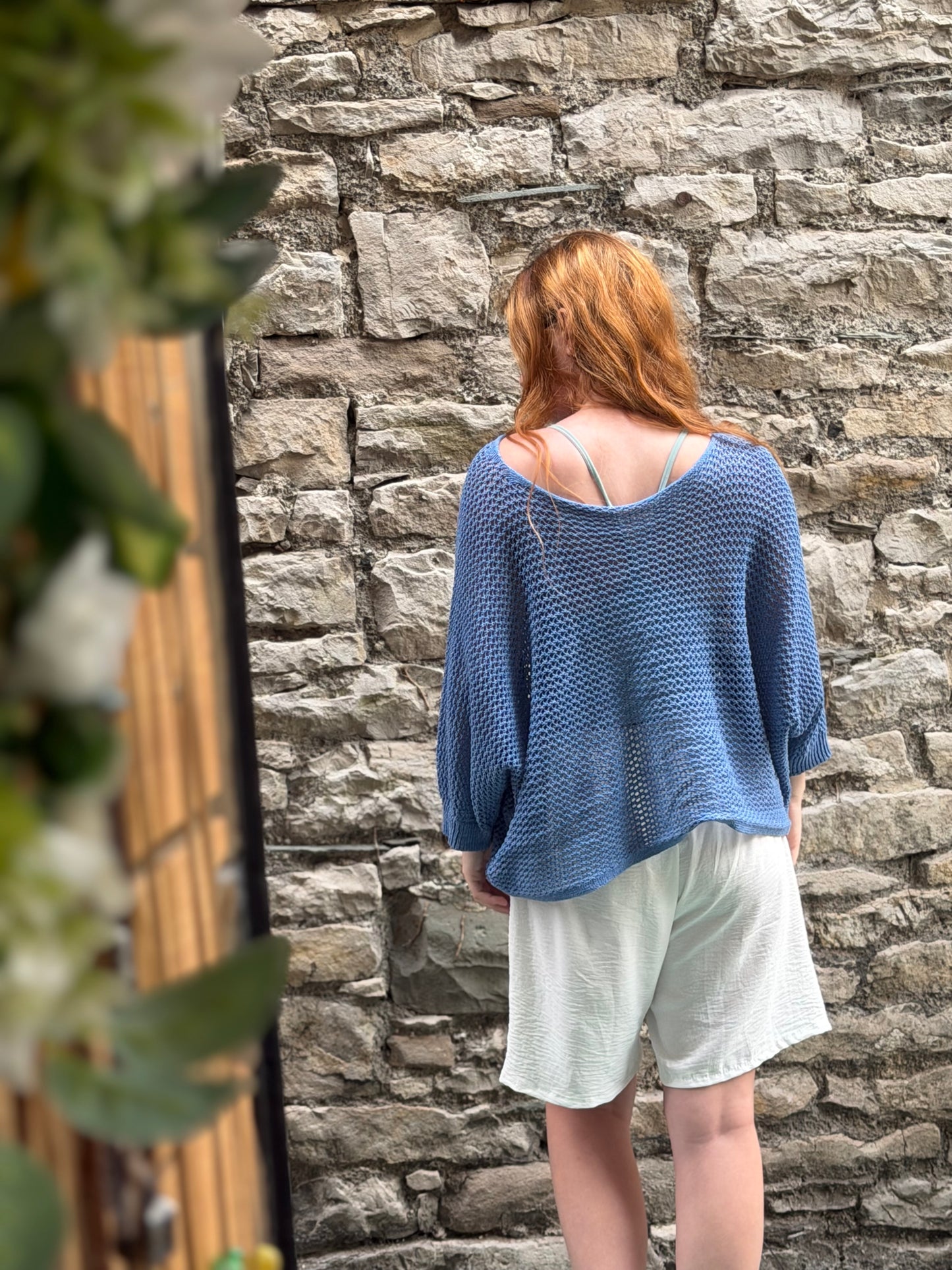 Stunning AFFINAH Layering Fish Net Top Size 10-24 In Denim