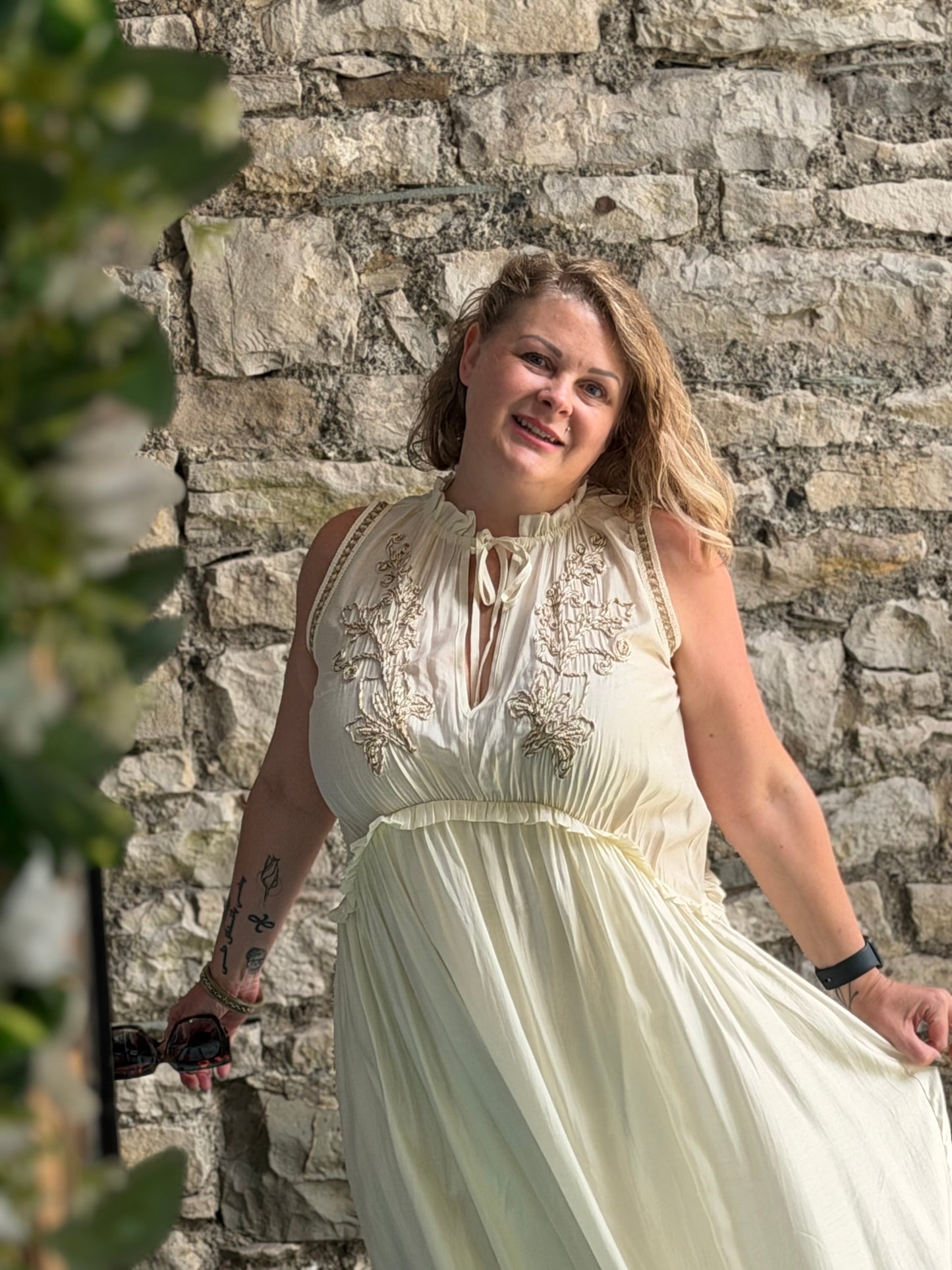 Stunning Grecian Style Dress with Embroidery Details One Size Will Fit Sizes 10-18