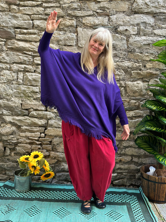 Stunning Purple Tassel Hem Jumper Fits Size 10-26