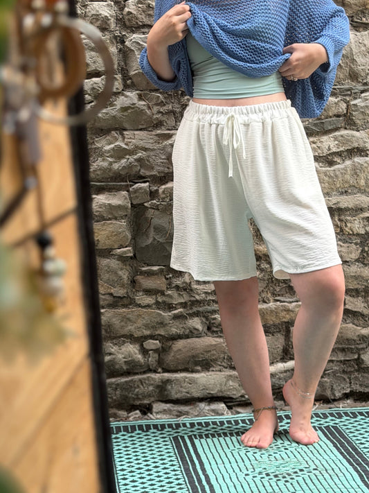 Knee Length White Shorts One Size Fits 8-18