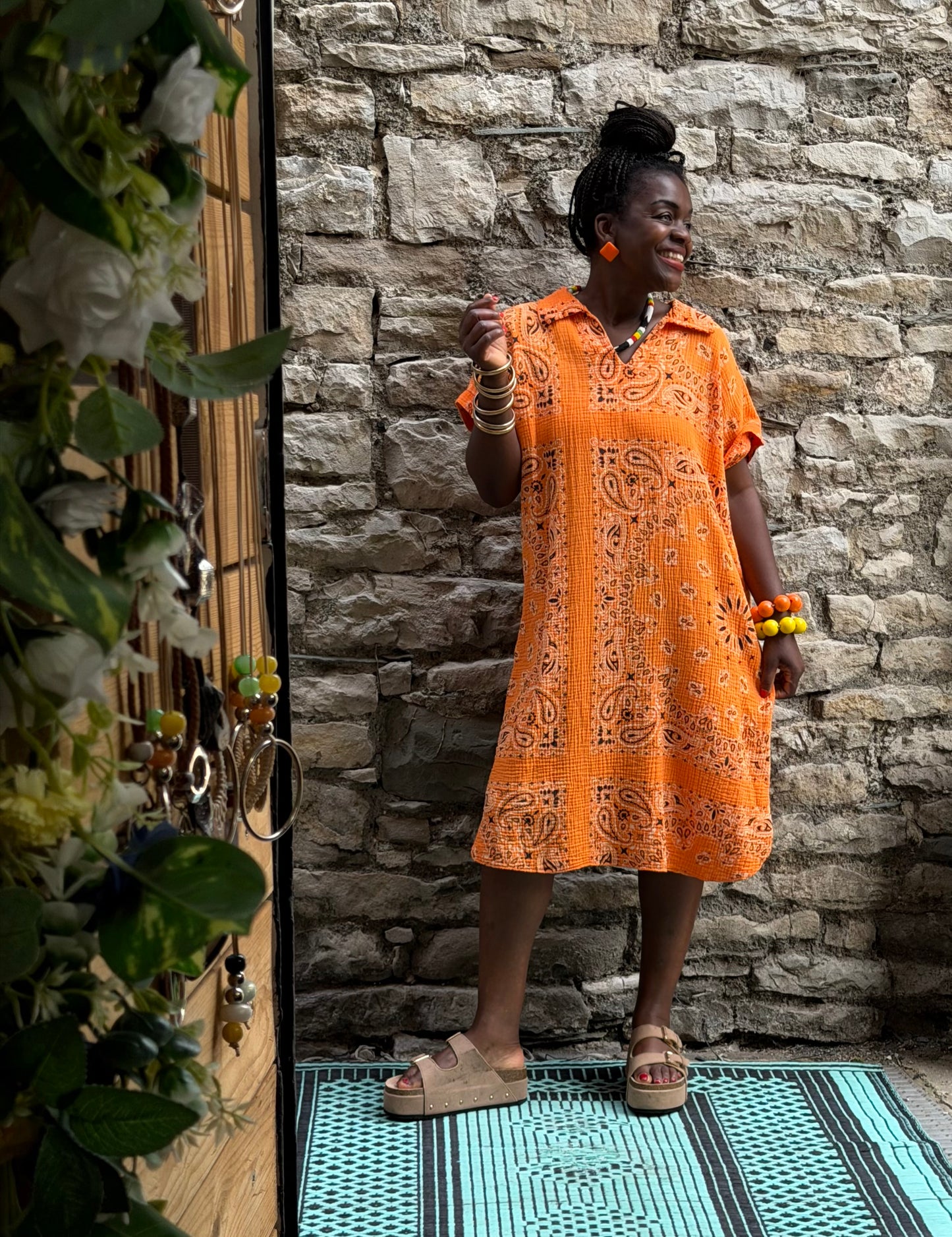 Bandanna Dress One Size Fits 8-18 in Orange
