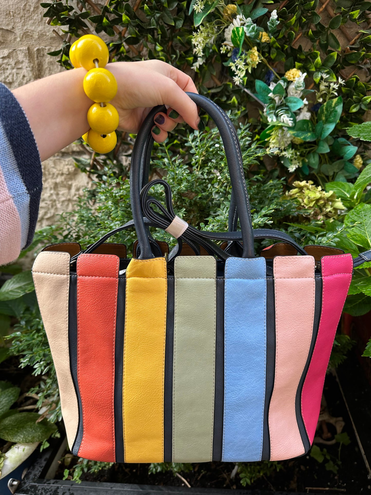 Multicoloured Rainbow handbag in navy