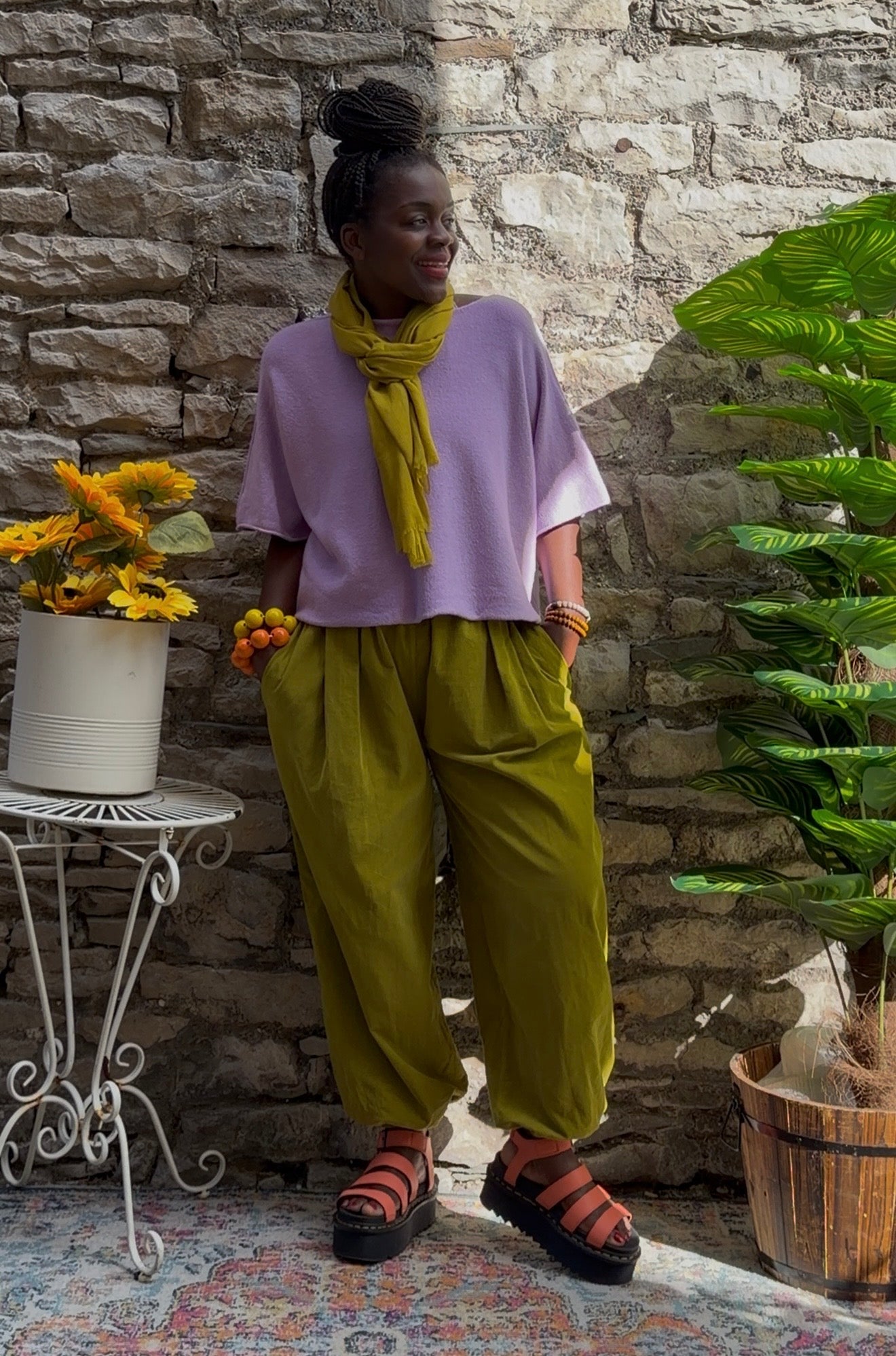 Avocado Green Cuff Hem Cord Amoki Trousers Fit Size 8-18