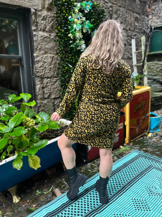 Fluffy Knit Animal Print Amouka Dress Top Size 8-18