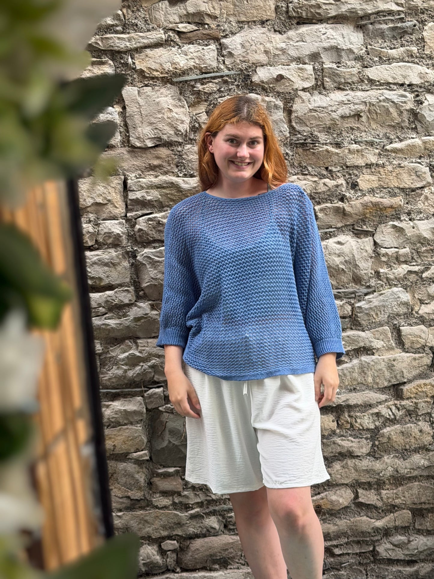 Stunning AFFINAH Layering Fish Net Top Size 10-24 In Denim