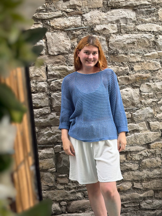 Stunning AFFINAH Layering Fish Net Top Size 10-24 In Denim