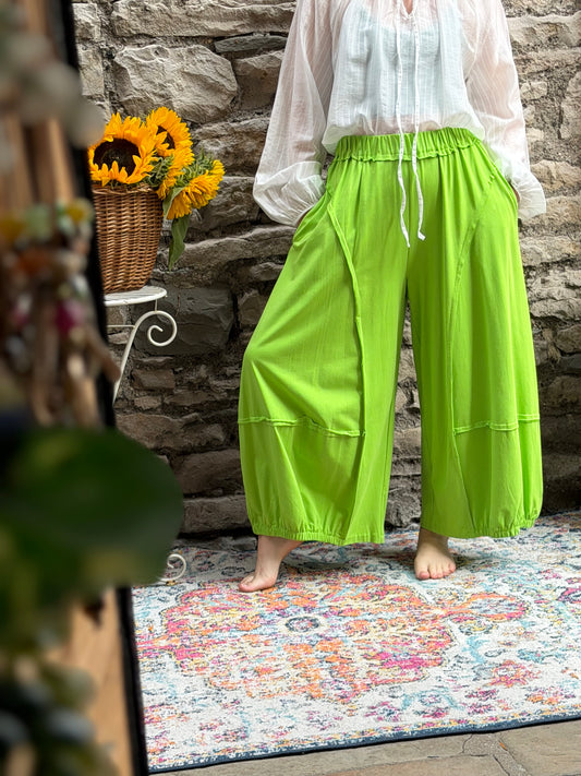 Wide Leg Green Soft Fabric Trousers Fits Size 8-24