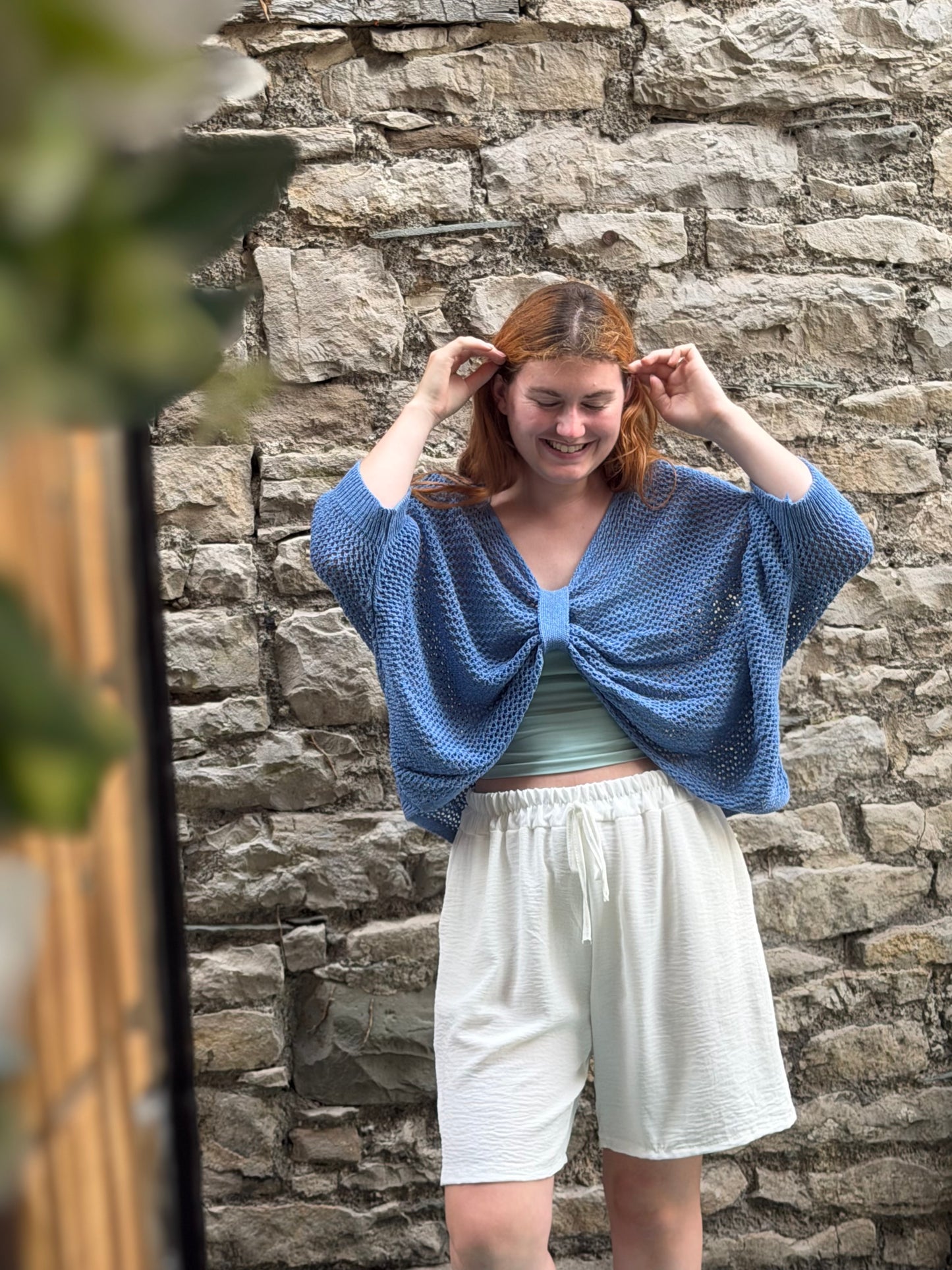 Stunning AFFINAH Layering Fish Net Top Size 10-24 In Denim