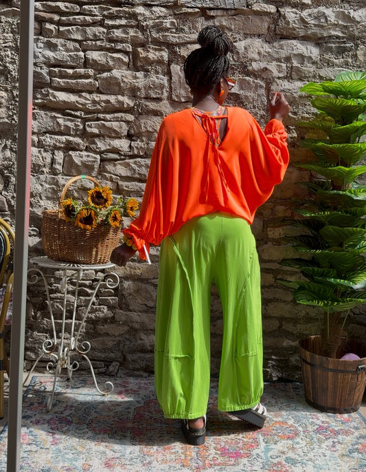Tadi bubble hem blouse in one size fits 8-16 In Neo Orange