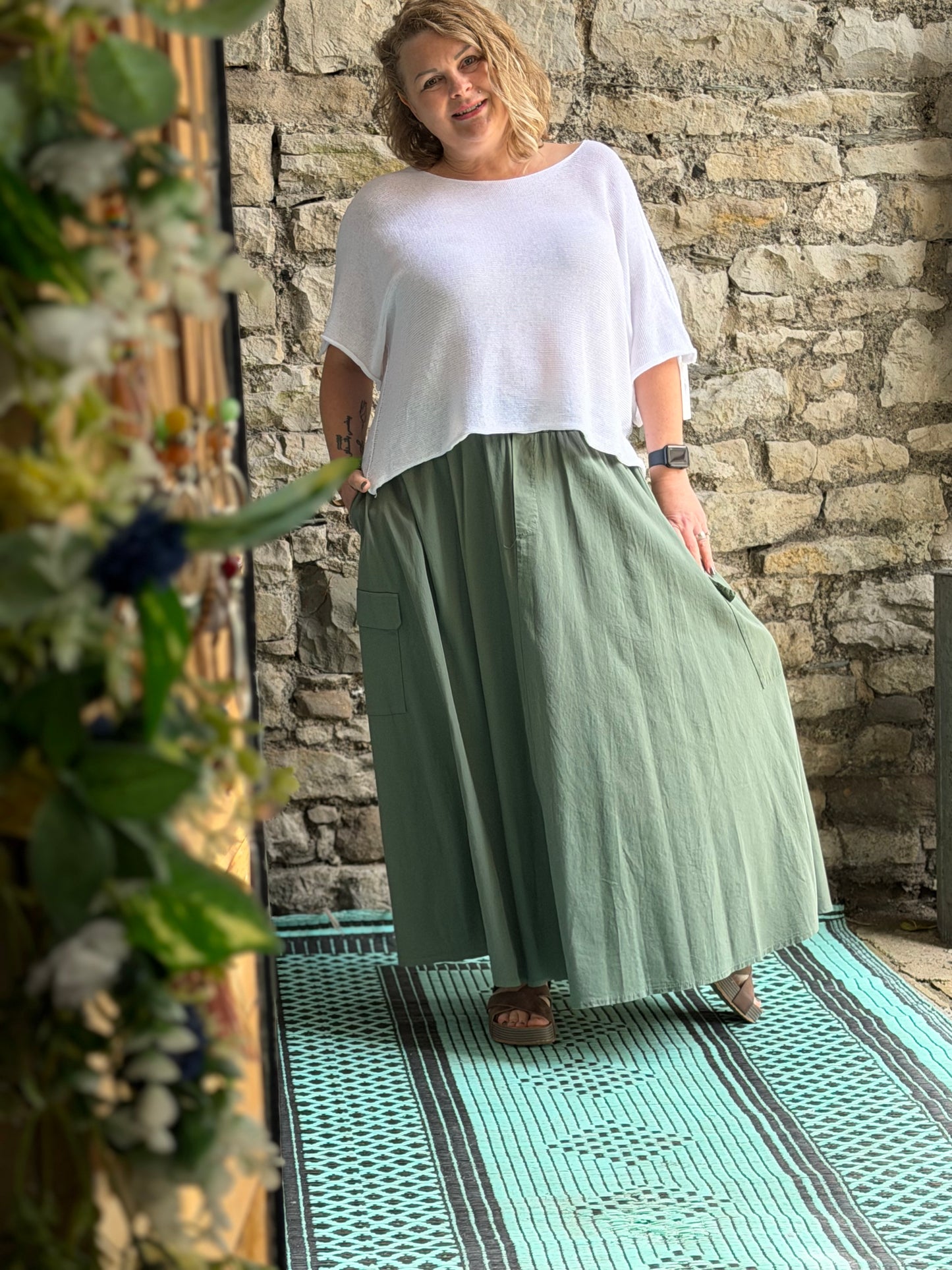 Full Length Cotton Cargo Style Skirt One Size Fits Sizes 10-20