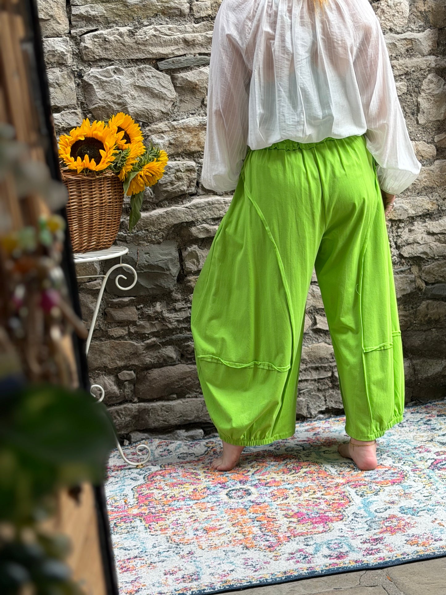 Wide Leg Green Soft Fabric Trousers Fits Size 8-24