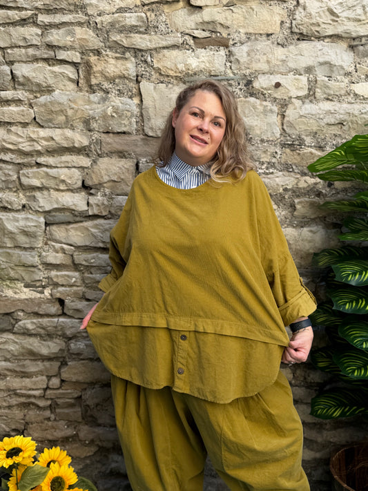 Cord Yeba Top In  Fits Size 12-22 In Olive Green