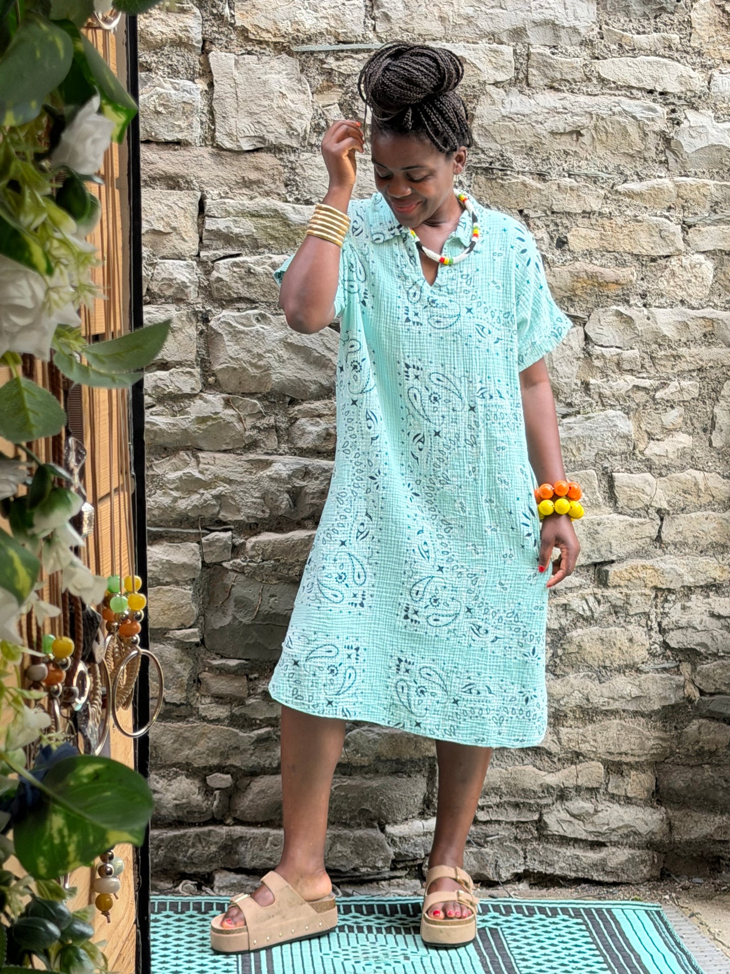 Bandanna Dress One Size Fits 8-18 in Light Minty Blue