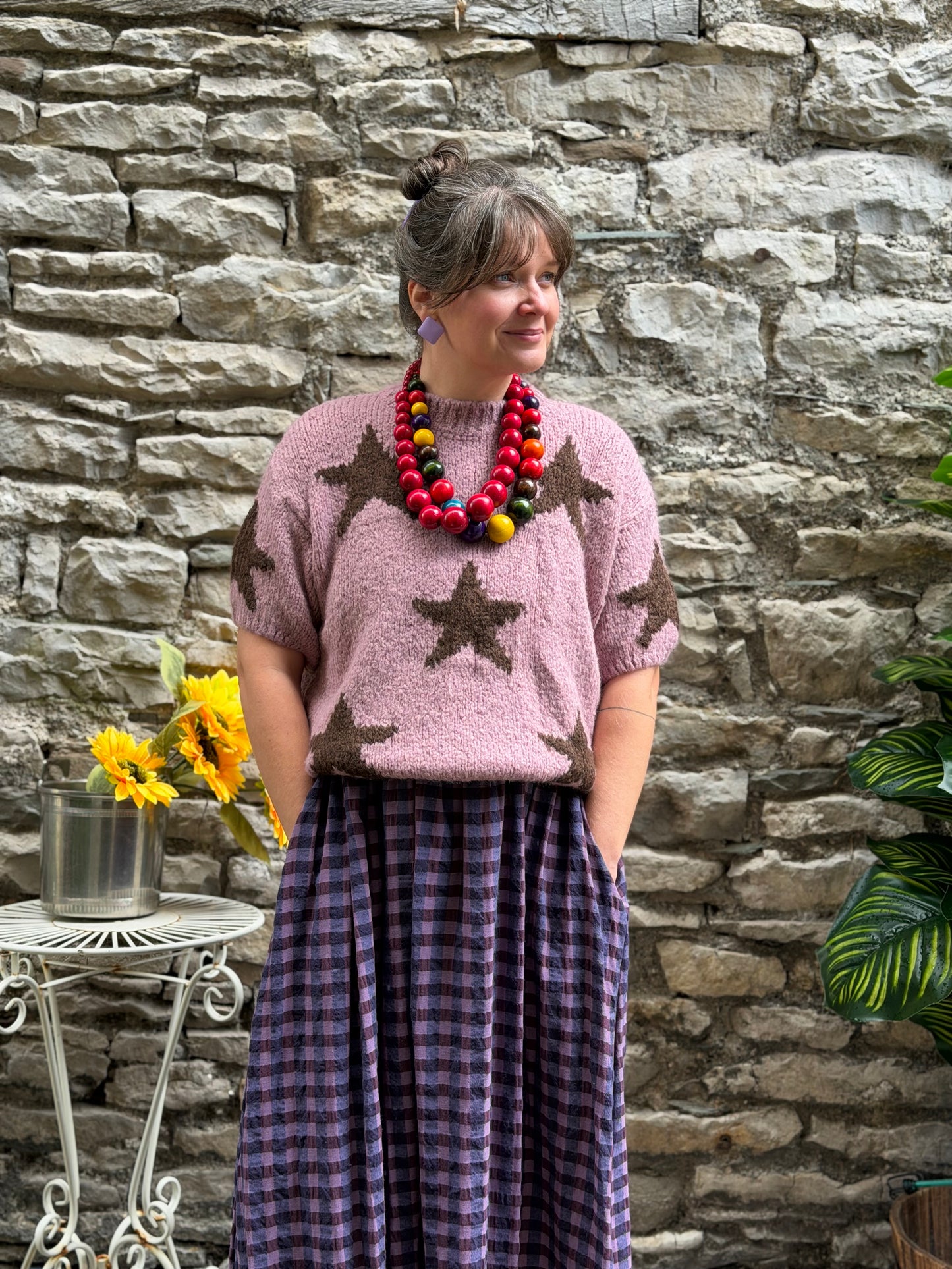 Soft Knit Star Jumper One Size Fits Size 8-18 In Pink