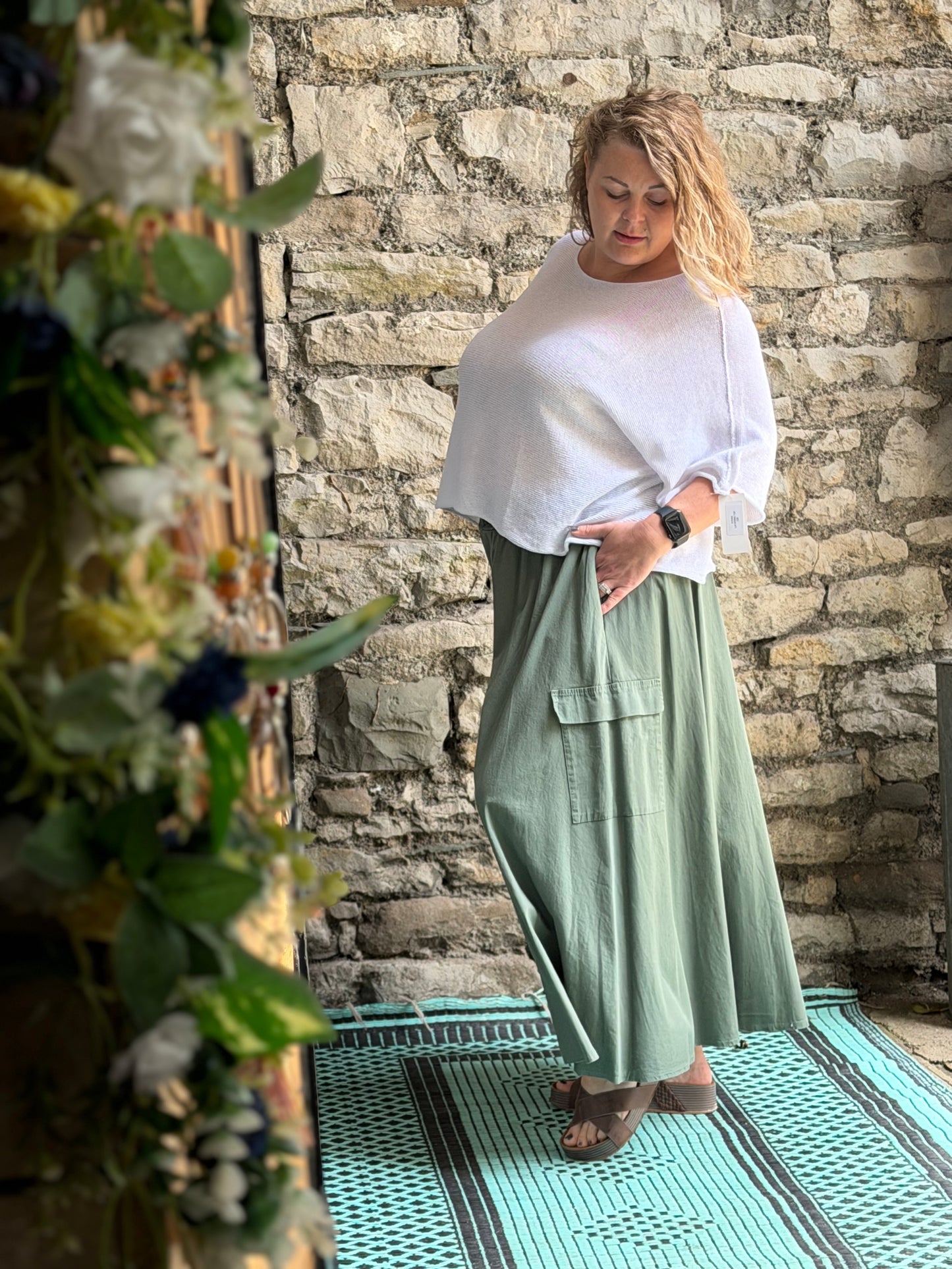 Full Length Cotton Cargo Style Skirt One Size Fits Sizes 10-20