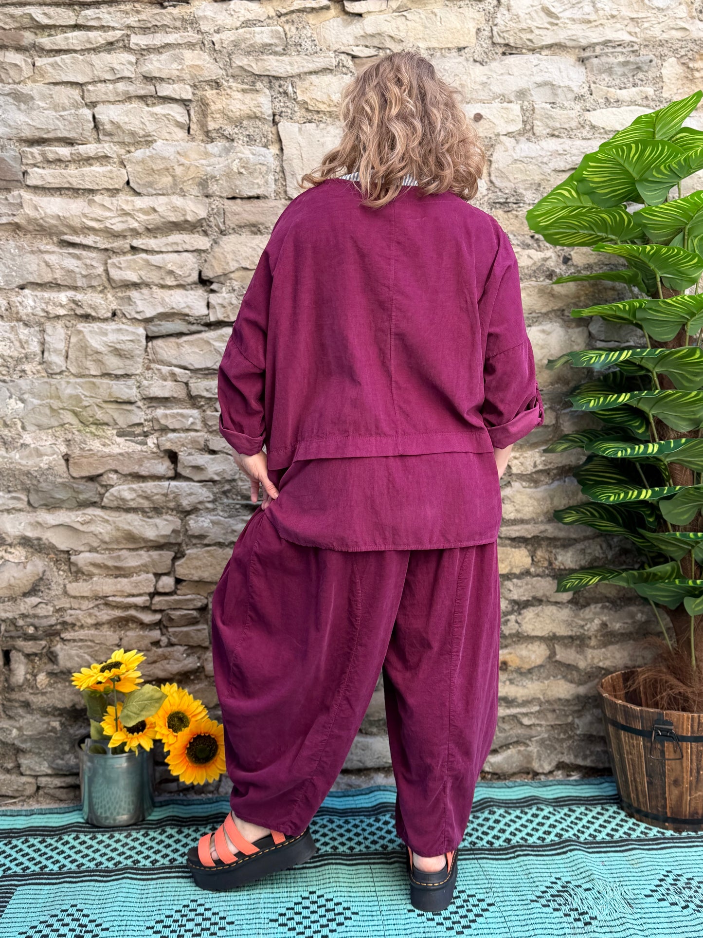 Cord Yeba Set Trousers and Top In  Fits Size 12-26 In Raspberry