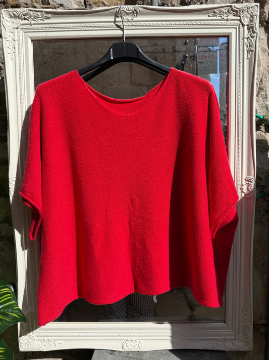 Stunning Red Ayana knitted Short Sleeve Jumper Size 8-22