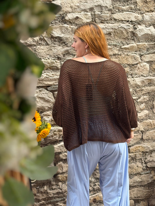 Stunning AFFINAH Layering Fish Net Top Size 10-24 In brown