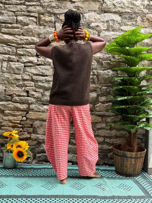 Stunning Lobster Knitted Sleeveless Jumper/ Tant Top/Vest 🦞Brown