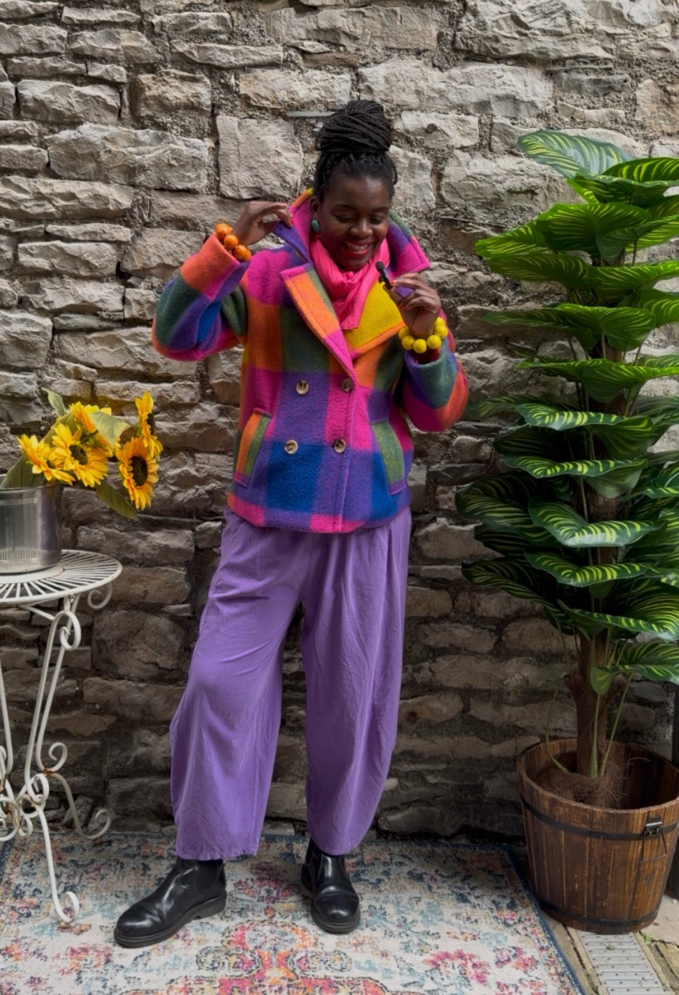 Made In Italy Double Breasted Wollen Jacket 20% Wool  STYLISH AND STUNNING Jacket Fits Size 8-16 In multicoloured