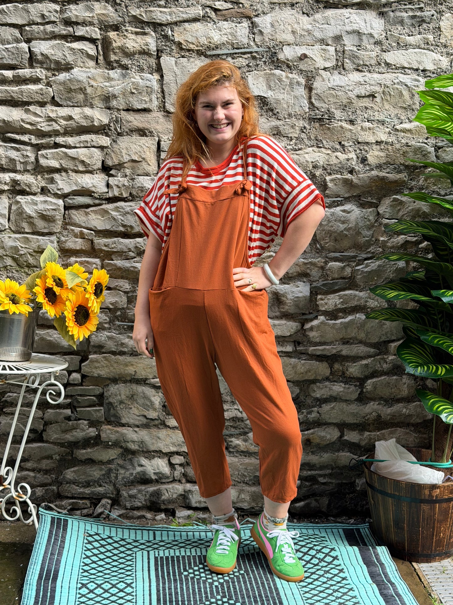 Soft Abou Dungarees In Rust Fits Size 8-16