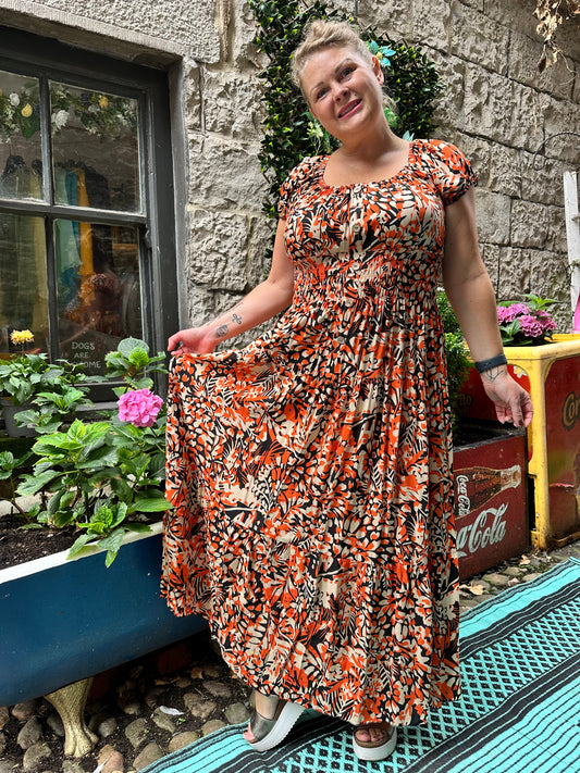 Atta Print Dress In Maxi Length Fits Size 8-20