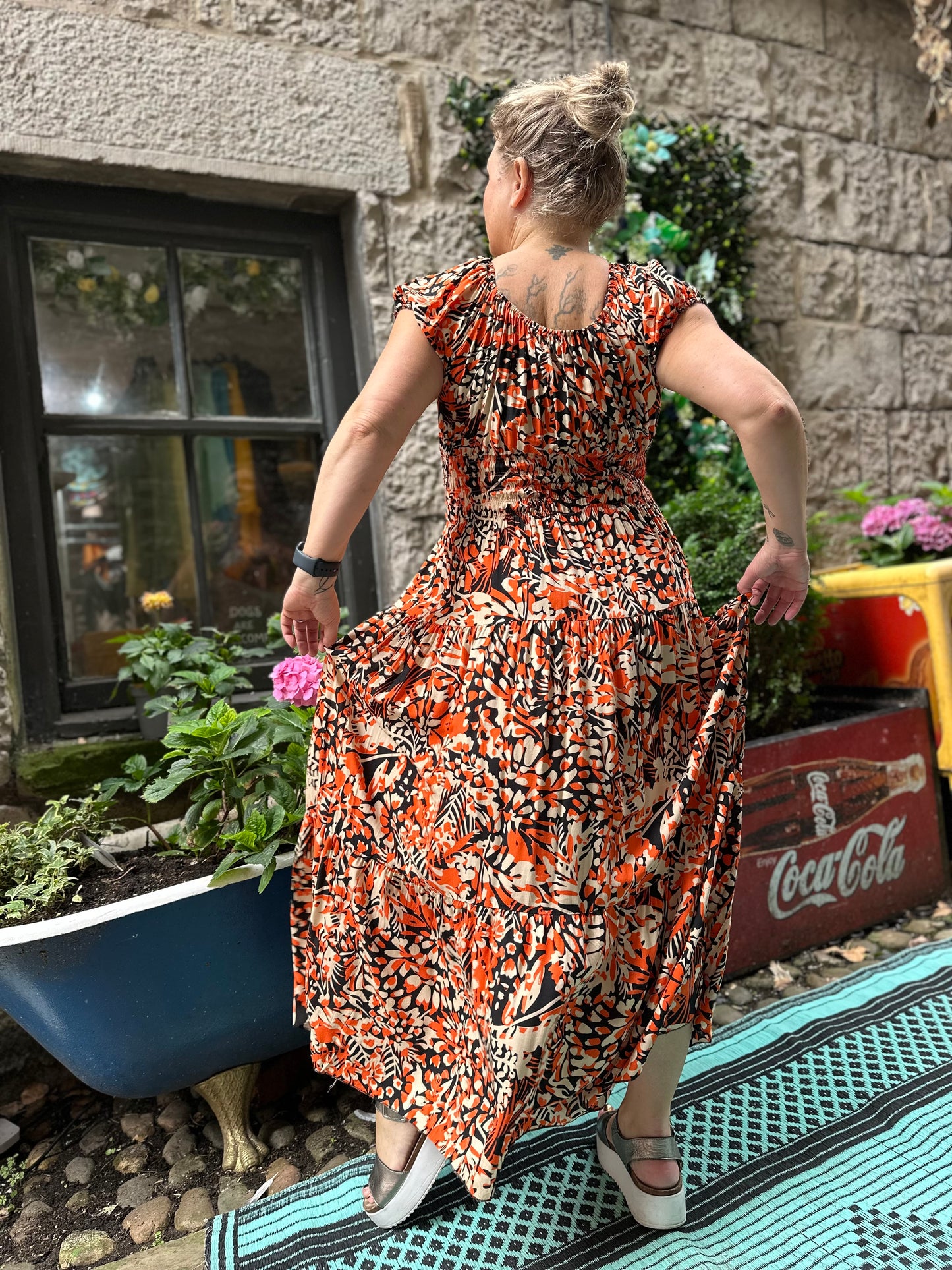 Atta Print Dress In Maxi Length Fits Size 8-20