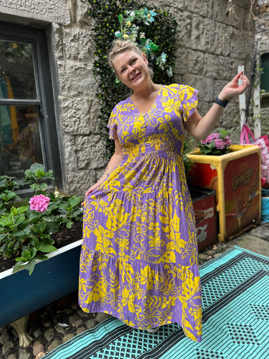 Petal Petals Sleeves Atta Dress In Maxi Length Fits Size 8-20