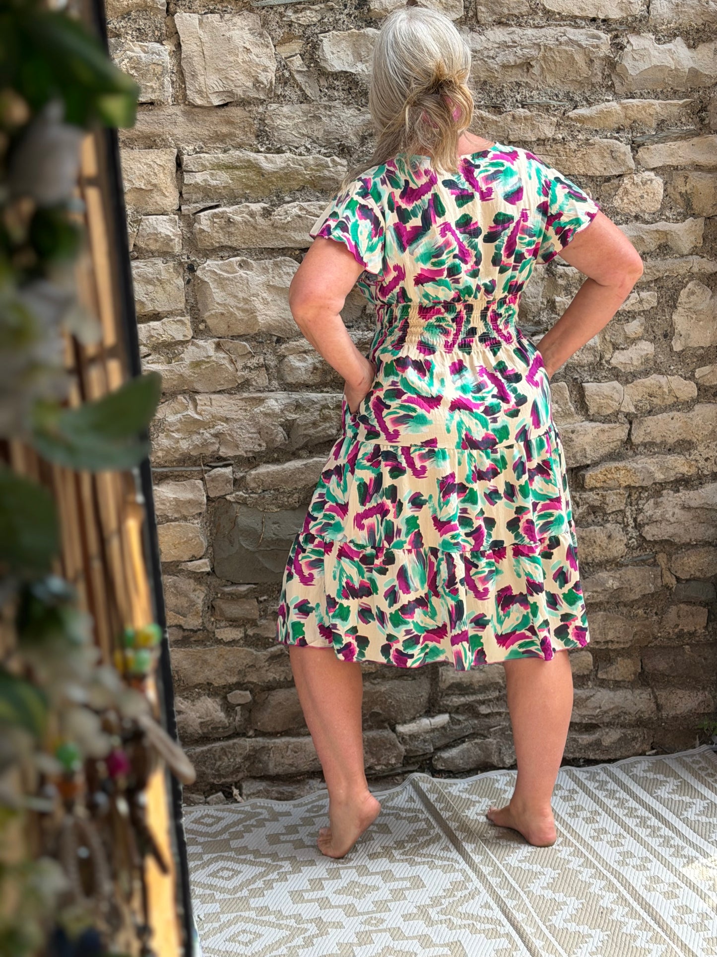 Stunning Printed Atta Dress In MIDI Length Fits Size 8-20