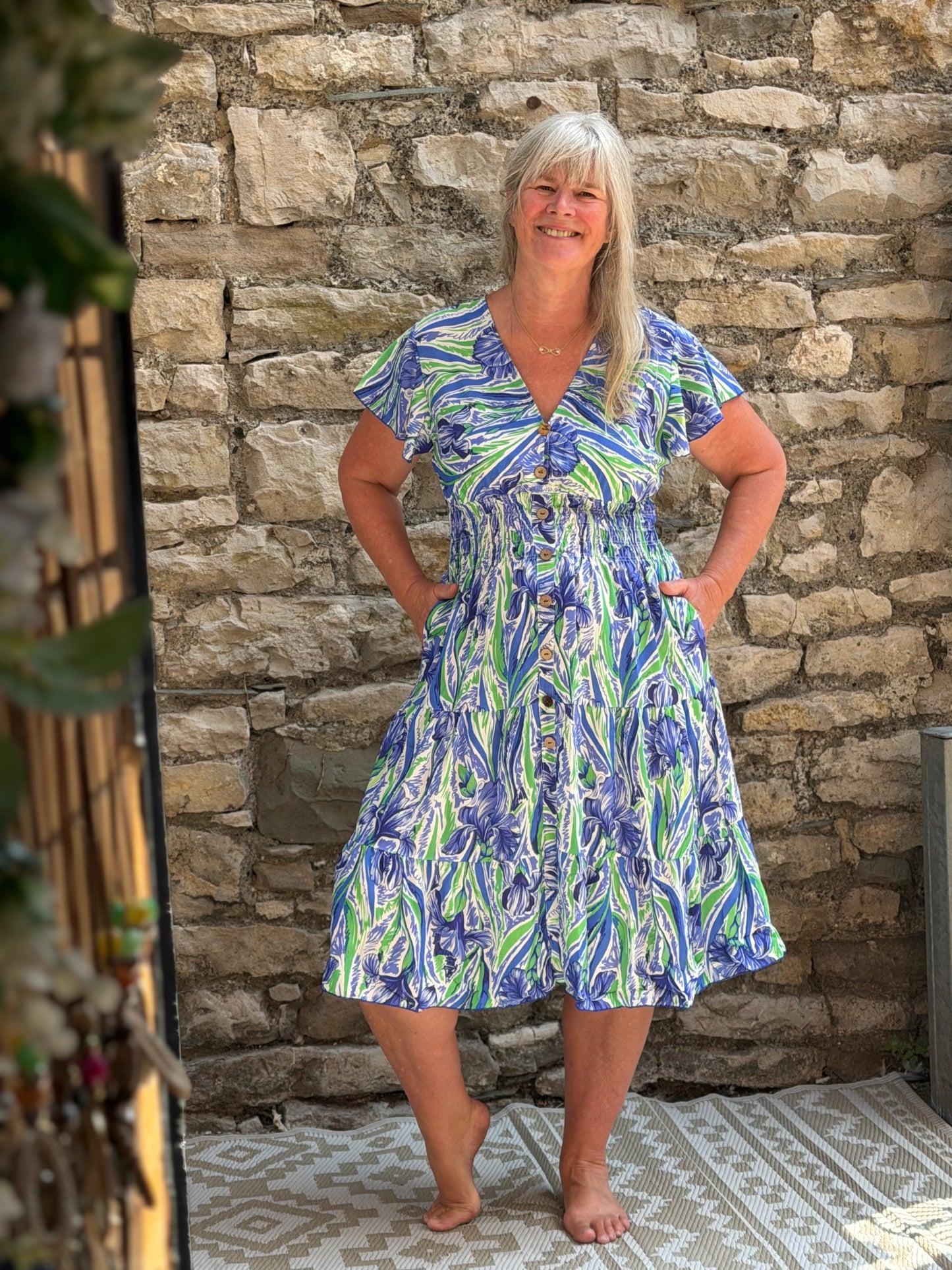 Stunning Printed Atta Dress In MIDI Length Fits Size 8-20