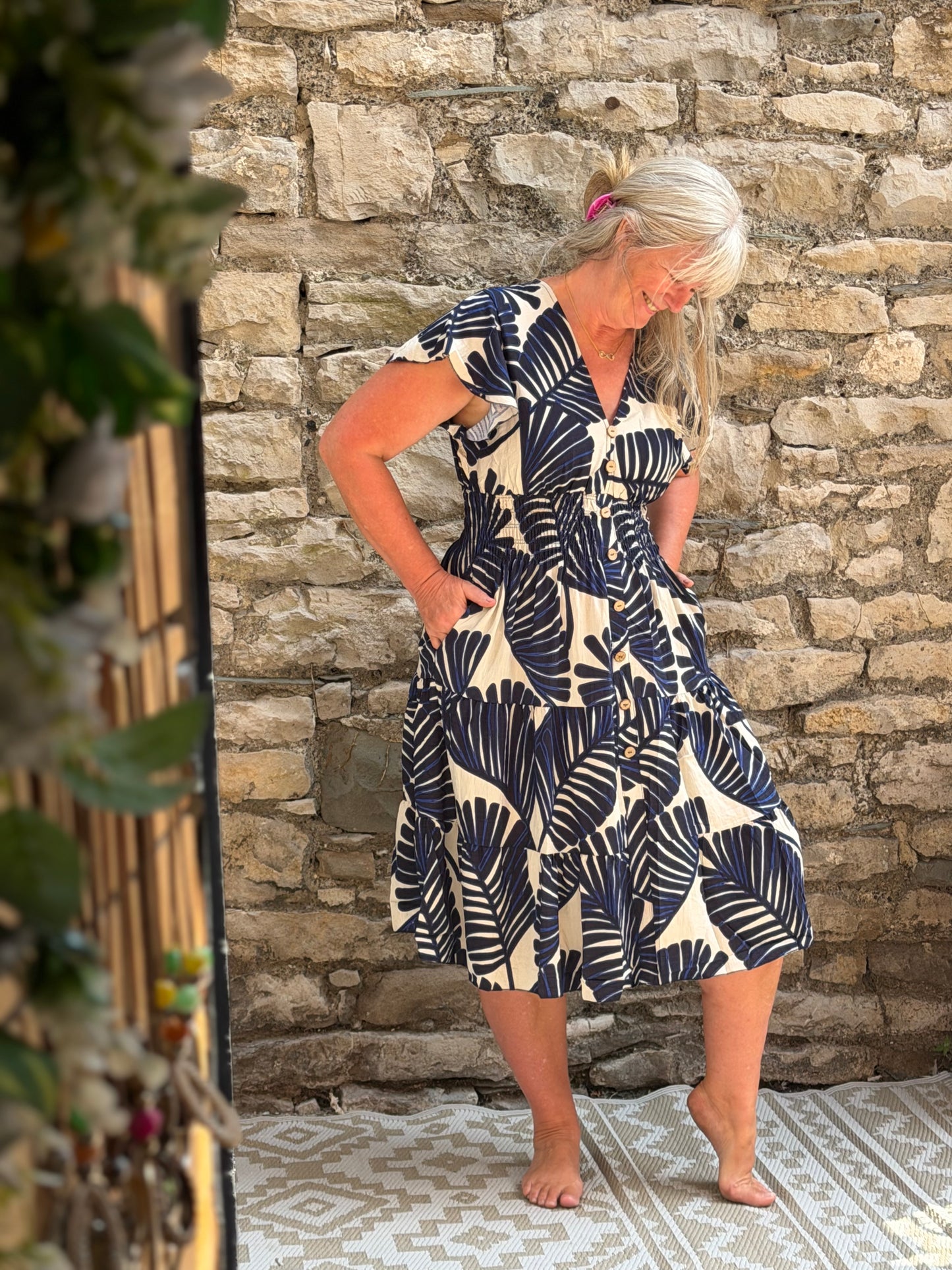 Stunning Printed Atta Dress In MIDI Length Fits Size 8-20