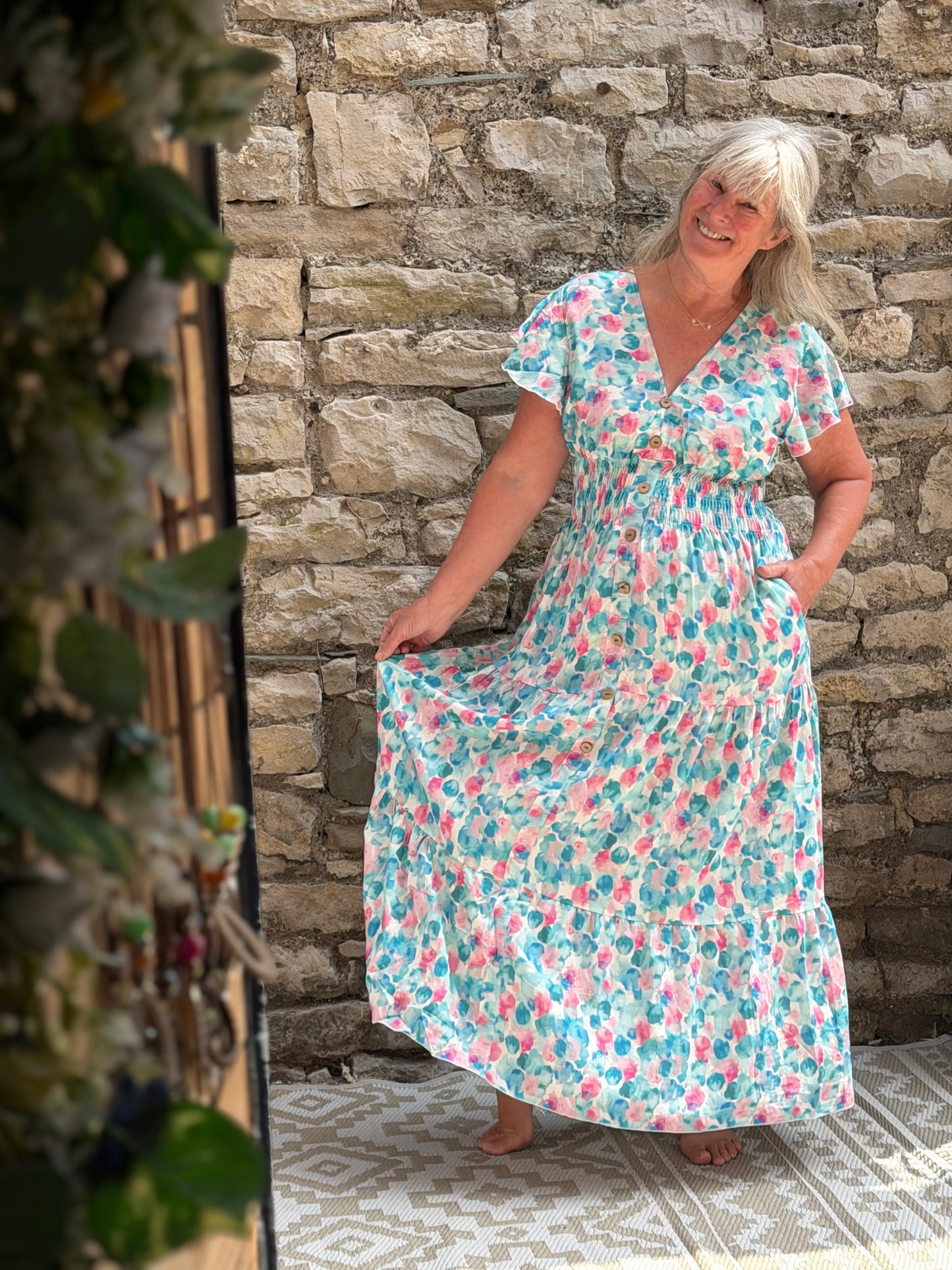 Stunning Printed Atta Dress In Maxi Length Fits Size 8-20