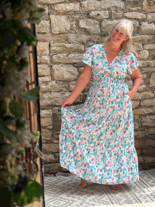 Stunning Printed Atta Dress In Maxi Length Fits Size 8-20