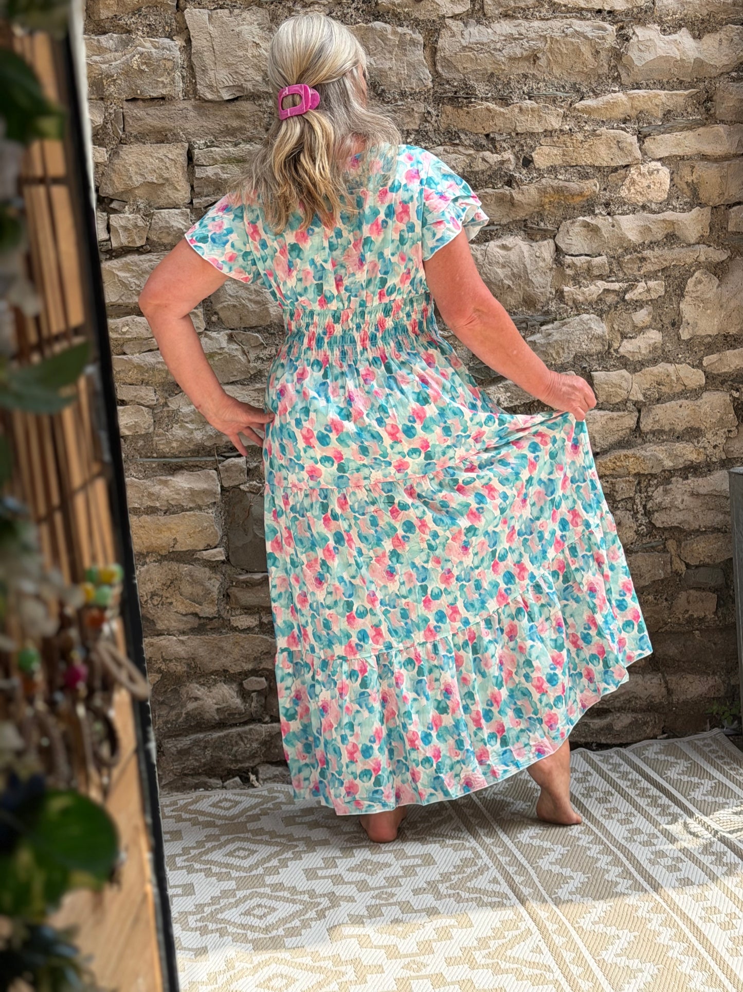 Stunning Printed Atta Dress In Maxi Length Fits Size 8-20