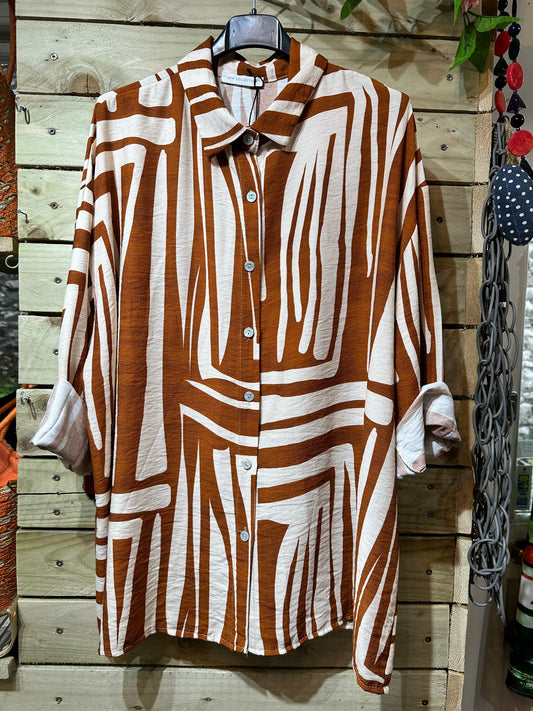 Printed Long Sleeve Massolo Shirt Fits Size 8-18