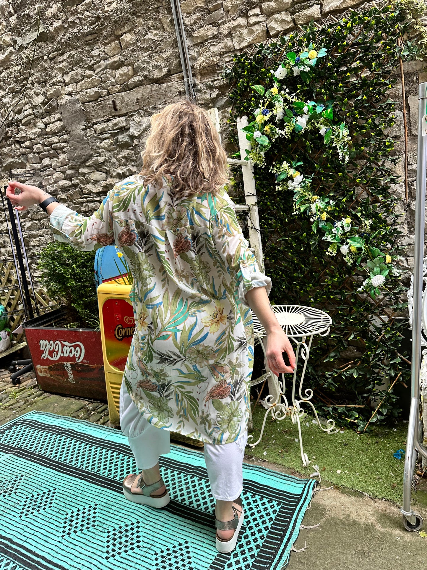 Beautiful Floral Dress-Top Fit Sizes 10-18 in Green mix colours