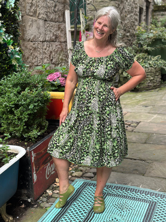 Green Atta Dress In Midi Length Fits Size 8-20