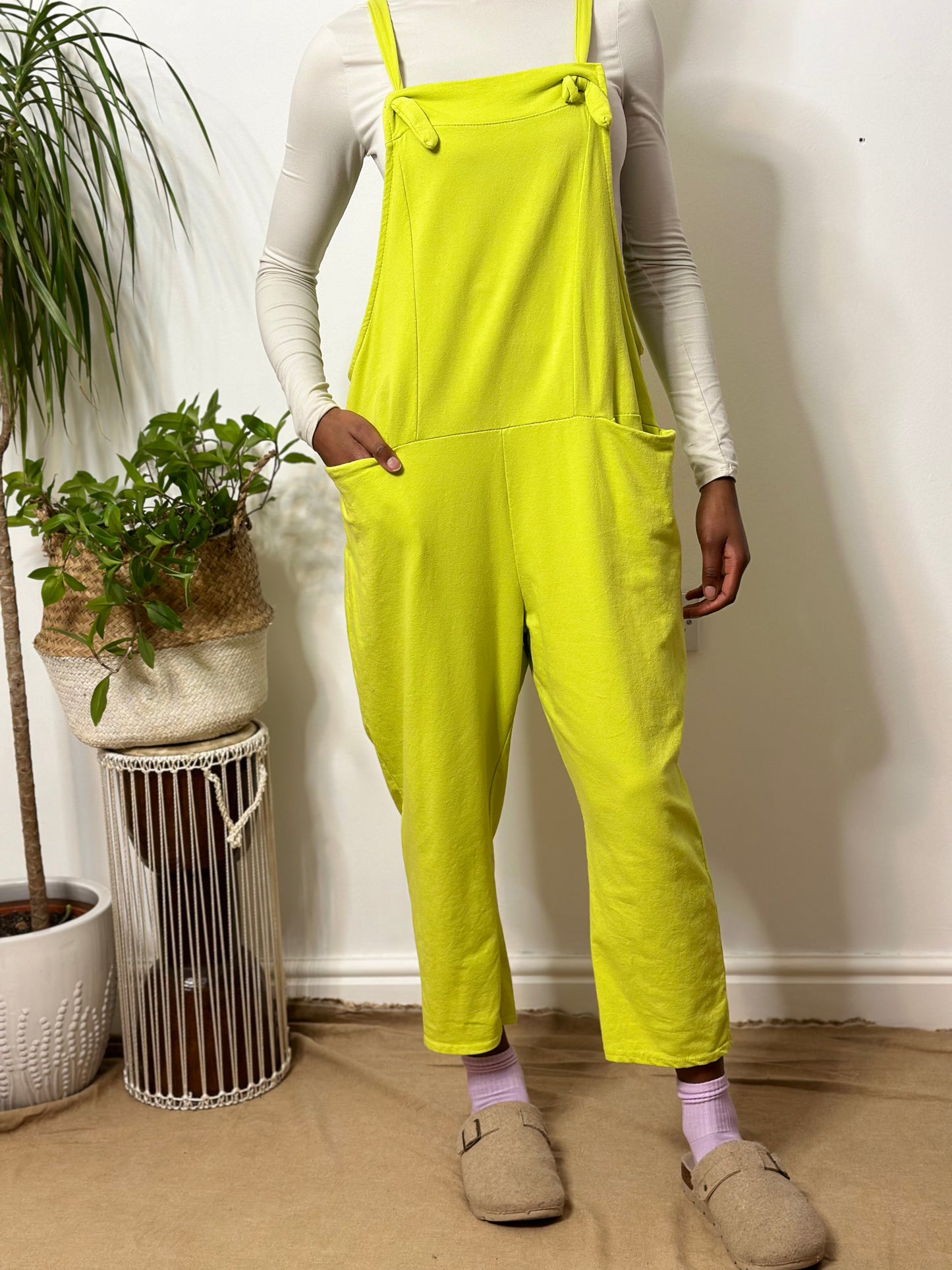 Lime Green Napa Soft Jersey Dungarees Size 8-16