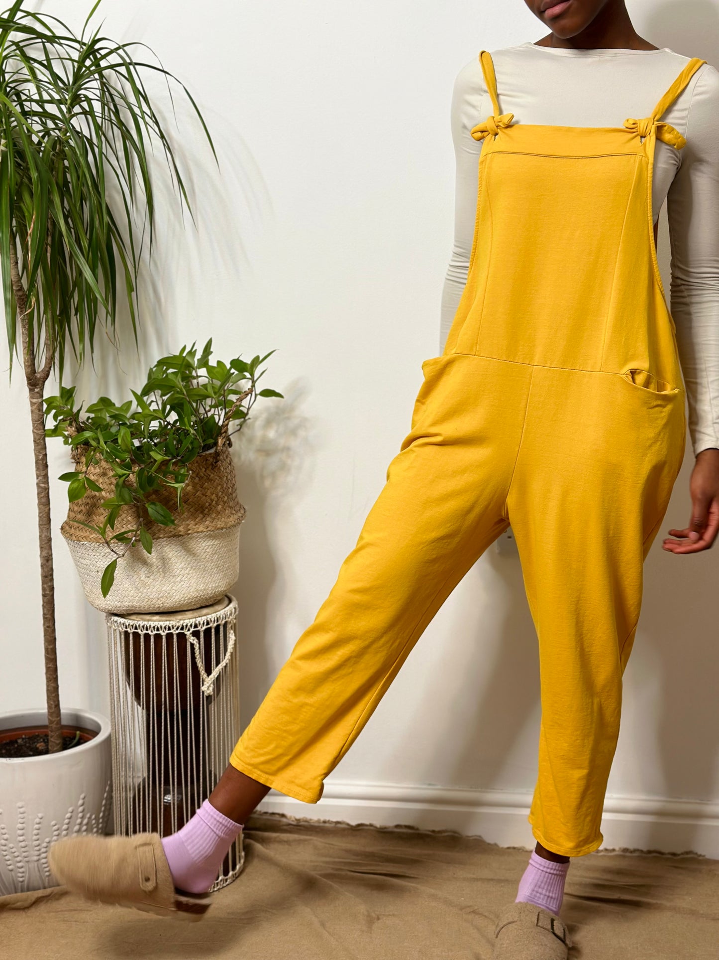 Mustard Napa Soft Jersey Dungarees Size 6-14