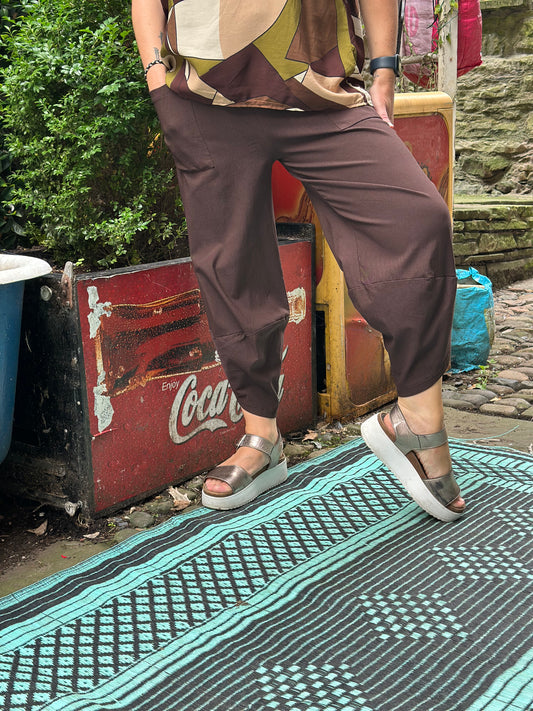 Extra Stretchy Kuiza Chocolate Brown Trousers Fit Size 10-20