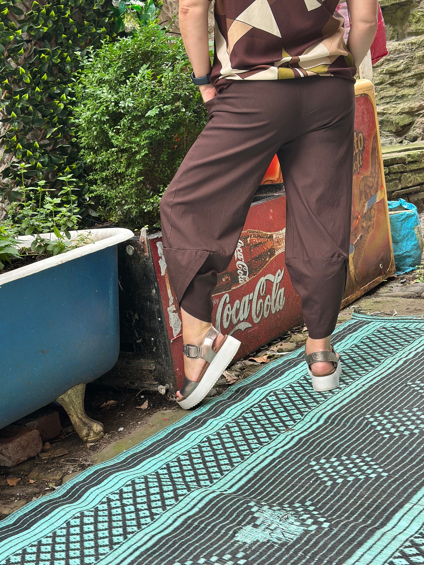 Extra Stretchy Kuiza Chocolate Brown Trousers Fit Size 10-20