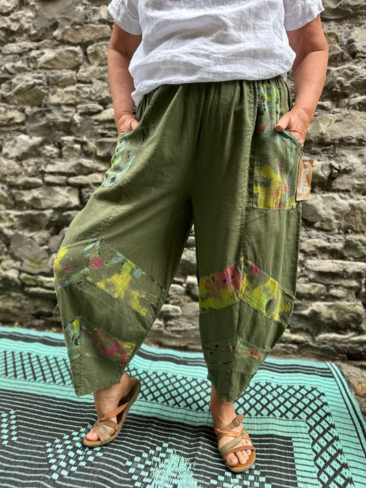 Plus Size Balloon Khaki Linen Trousers Fits Size 12-24