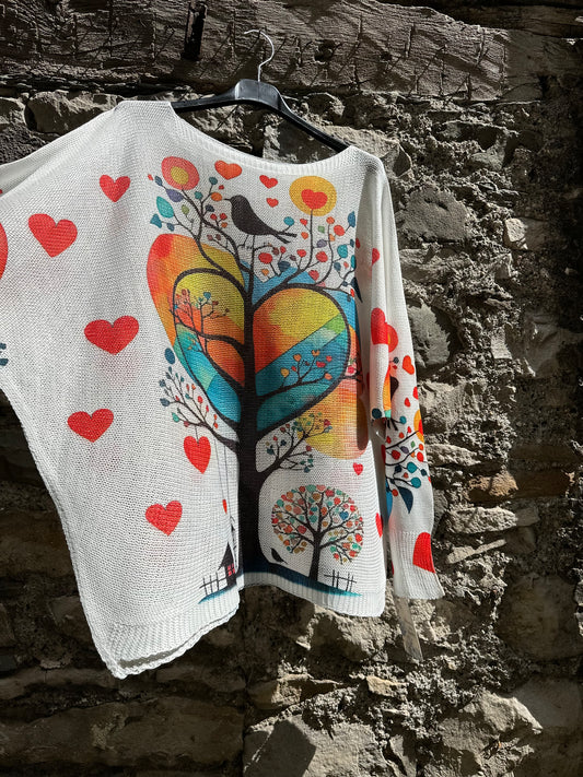 ODA Soft Knitted Tree Of Life Top Size 8-18