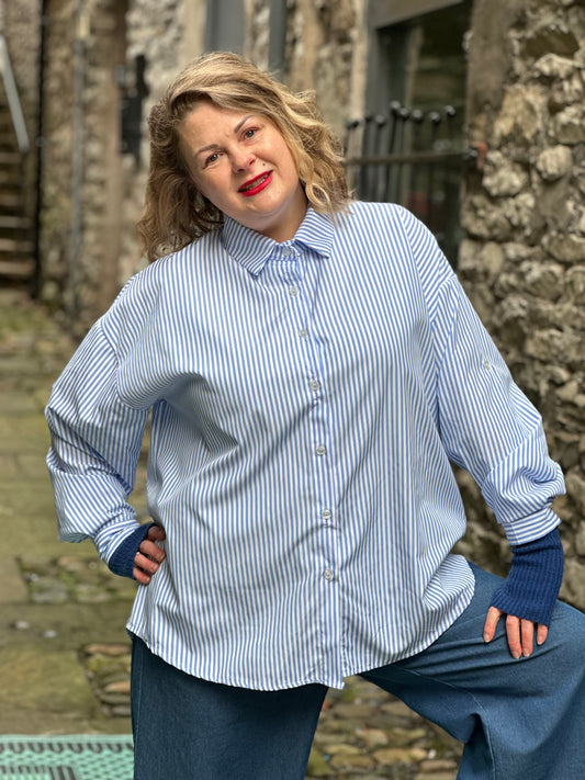 Classic Striped Shirt One Size Fits Size 10-18 Light Blue/White