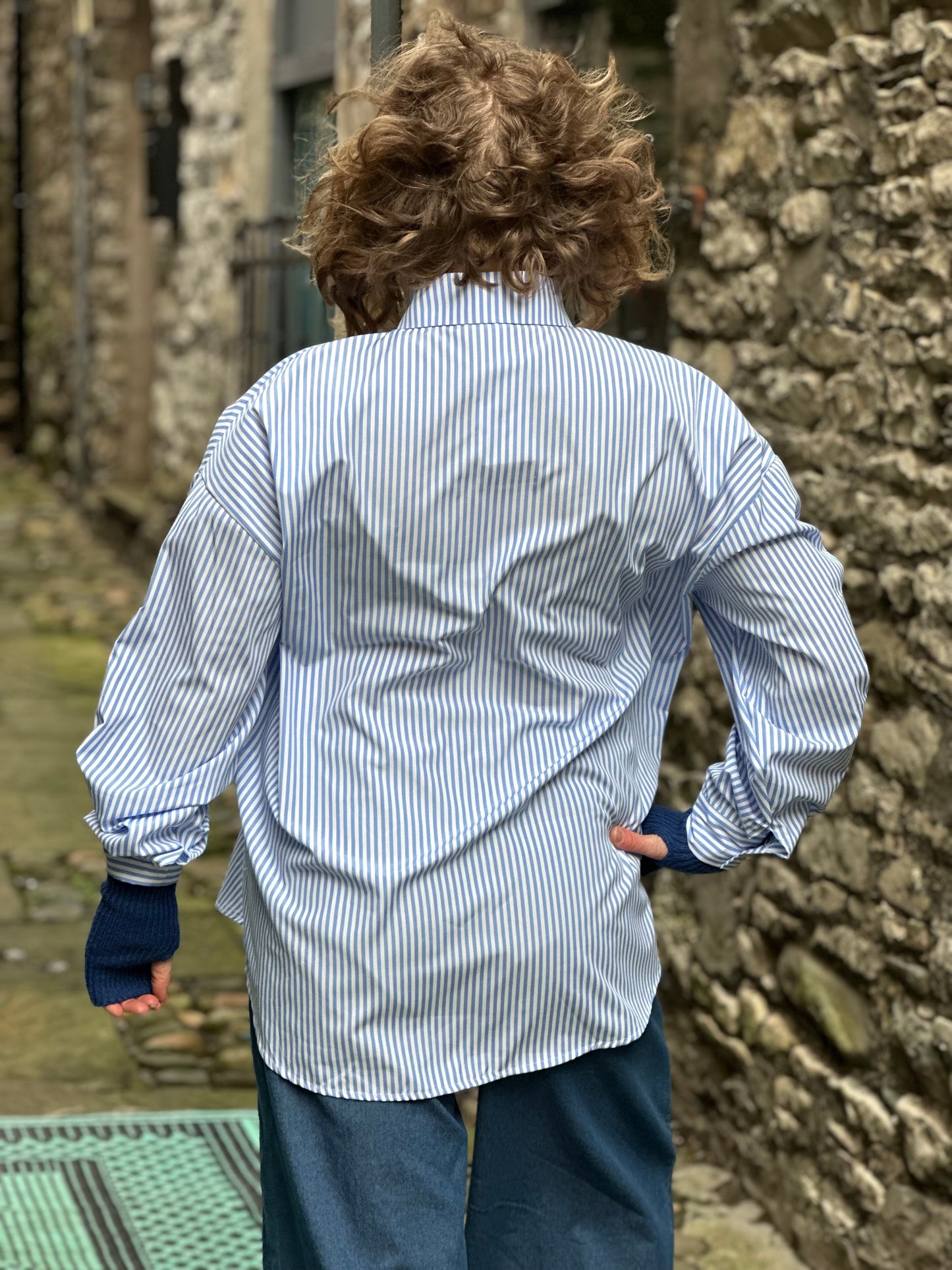Classic Striped Shirt One Size Fits Size 10-18 Light Blue/White